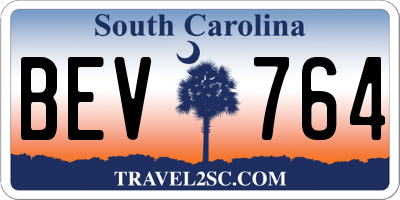 SC license plate BEV764
