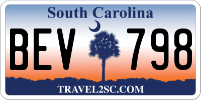 SC license plate BEV798