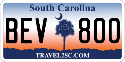 SC license plate BEV800