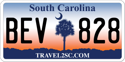 SC license plate BEV828