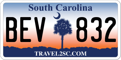 SC license plate BEV832