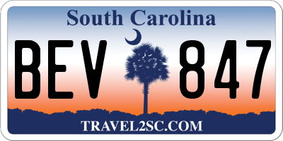 SC license plate BEV847