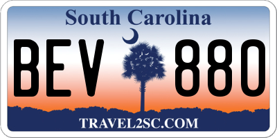 SC license plate BEV880
