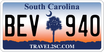 SC license plate BEV940