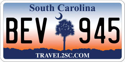SC license plate BEV945