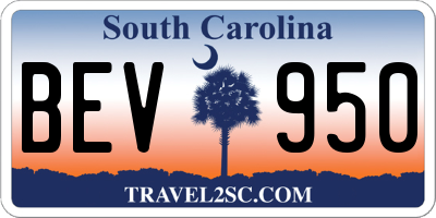 SC license plate BEV950