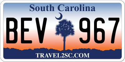 SC license plate BEV967
