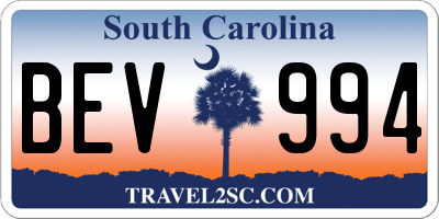 SC license plate BEV994
