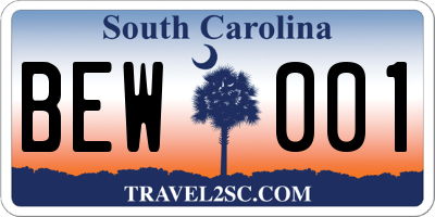 SC license plate BEW001