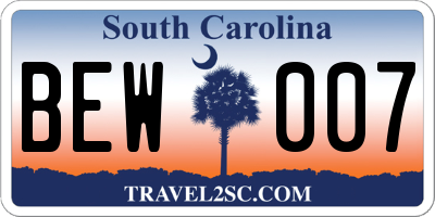 SC license plate BEW007