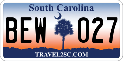 SC license plate BEW027
