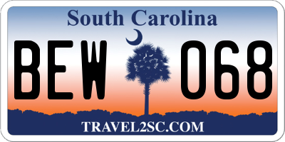 SC license plate BEW068