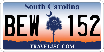 SC license plate BEW152