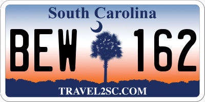 SC license plate BEW162