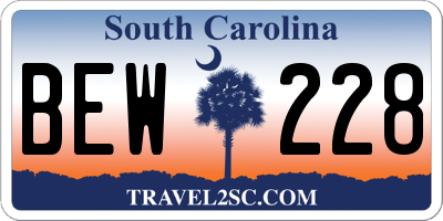 SC license plate BEW228
