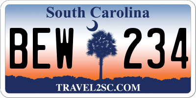 SC license plate BEW234