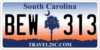 SC license plate BEW313