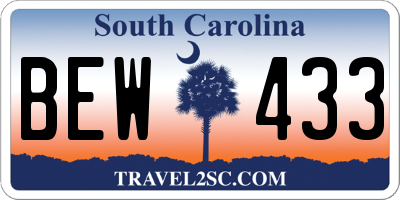 SC license plate BEW433