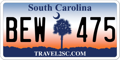 SC license plate BEW475