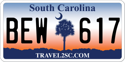 SC license plate BEW617