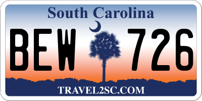 SC license plate BEW726