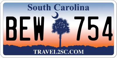 SC license plate BEW754