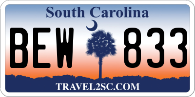 SC license plate BEW833