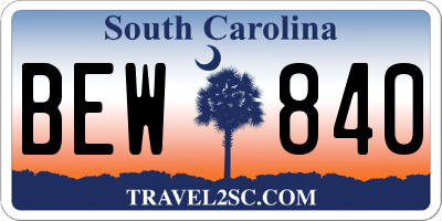 SC license plate BEW840