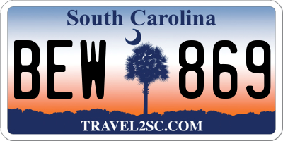 SC license plate BEW869