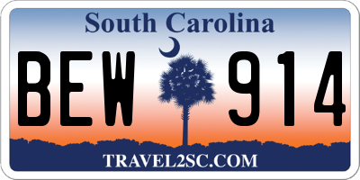 SC license plate BEW914