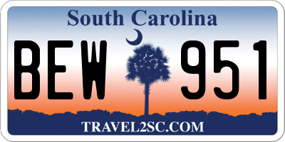 SC license plate BEW951