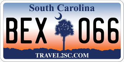 SC license plate BEX066