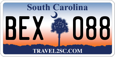 SC license plate BEX088