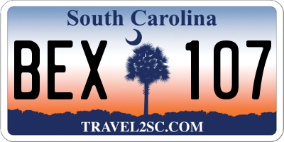 SC license plate BEX107