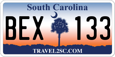SC license plate BEX133