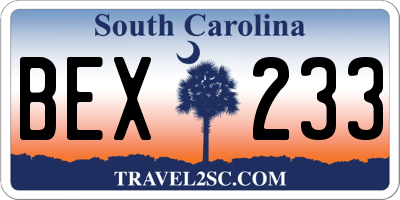 SC license plate BEX233