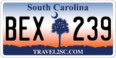 SC license plate BEX239
