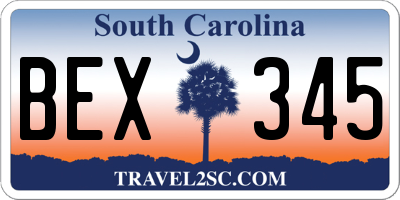SC license plate BEX345