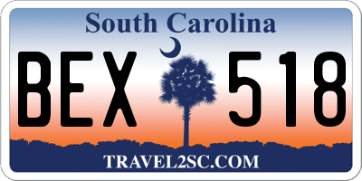 SC license plate BEX518