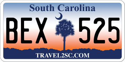 SC license plate BEX525