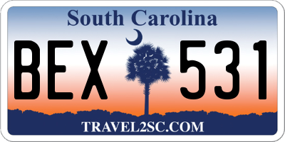 SC license plate BEX531