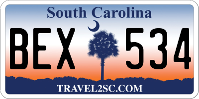 SC license plate BEX534