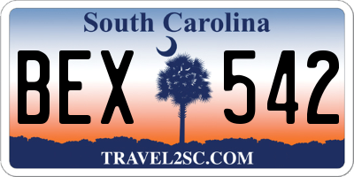 SC license plate BEX542