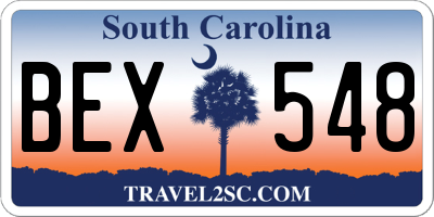 SC license plate BEX548