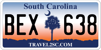 SC license plate BEX638