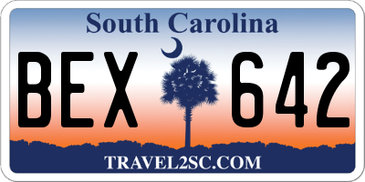 SC license plate BEX642
