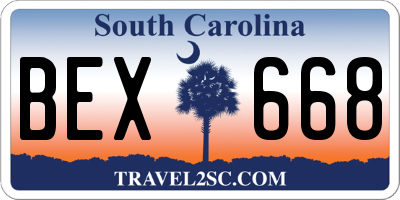 SC license plate BEX668