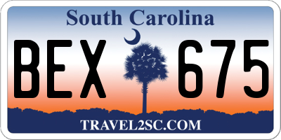 SC license plate BEX675