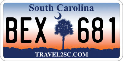 SC license plate BEX681