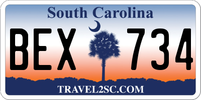 SC license plate BEX734